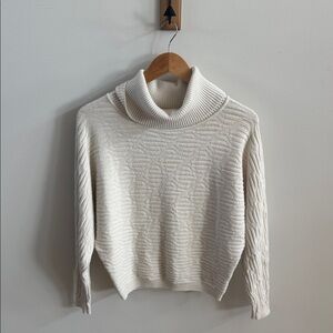 Cyrus Cream Cowl Neck Sweater with Textured Knit – Size Small